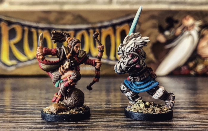 Runebound miniatures painted with bases