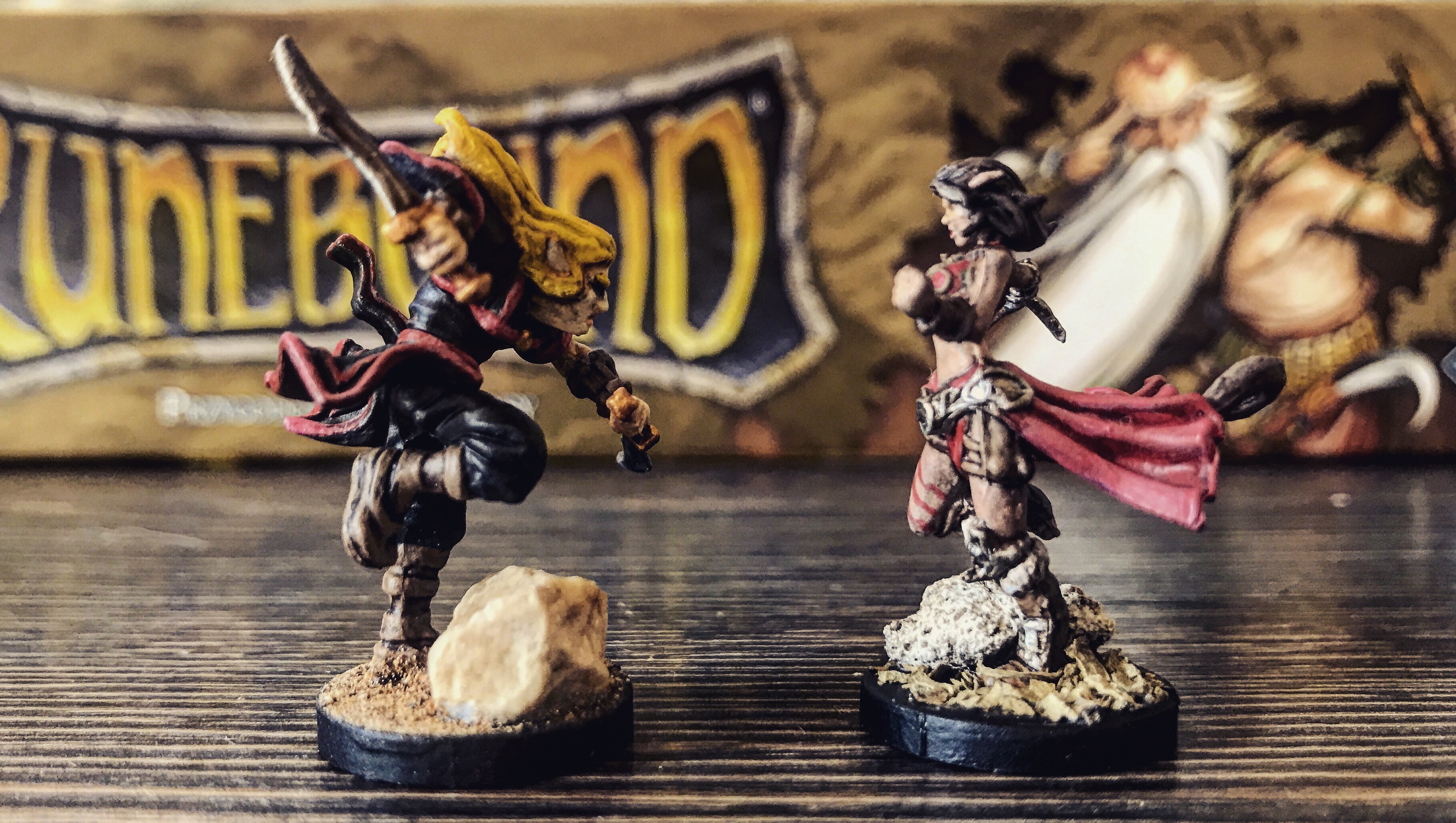 Runebound miniatures painted with bases